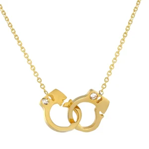 collier pendentif menotte avec strass