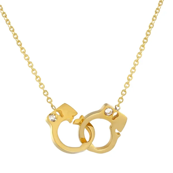 collier pendentif menotte avec strass