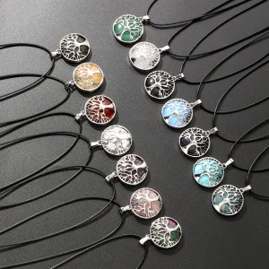 collier pendentif arbre de vie en pierre naturelle