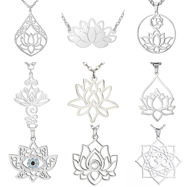 collier avec pendentif fleur de lotus