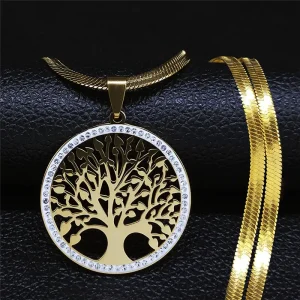 collier arbre de vie avec cristaux