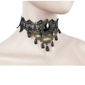 collier ras de cou gothique en dentelle