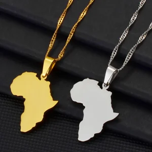 collier avec pendentif carte de l'Afrique
