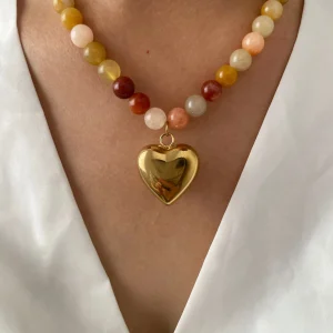collier cœur et pierre naturelle