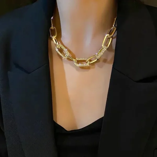 collier unisexe géométrique punk bling-bling