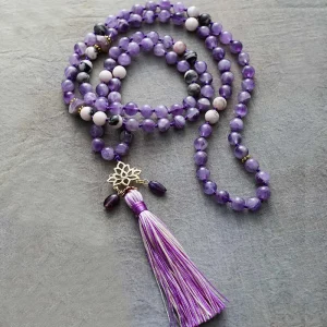 collier mala 108 perles en améthyste