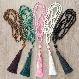 collier mala en pierre naturelle unisexe