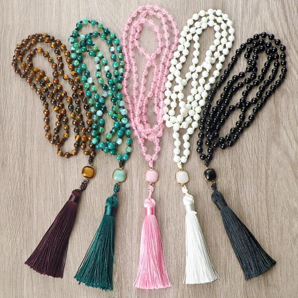 collier mala en pierre naturelle unisexe