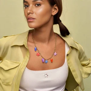 collier avec pendentif poisson et étoile de mer