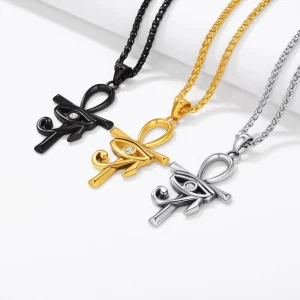 collier croix Oeil d'Horus unisexe