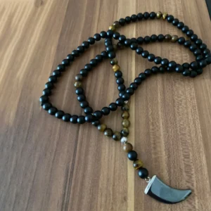 collier mala 108 perles onyx noir mat