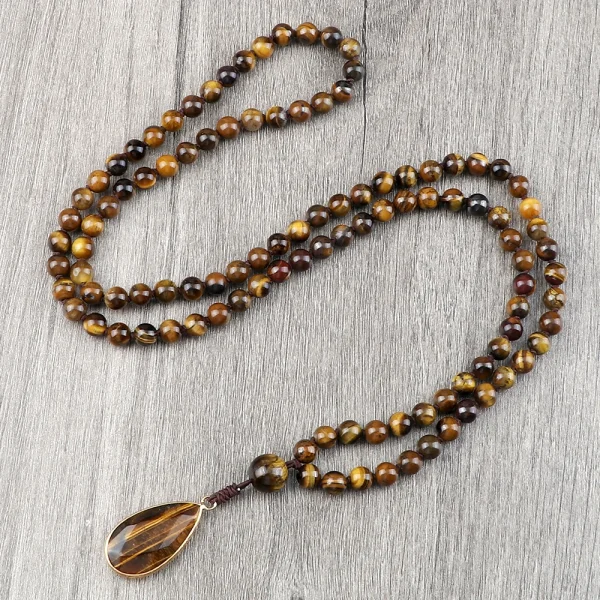collier vintage en pierre œil de tigre