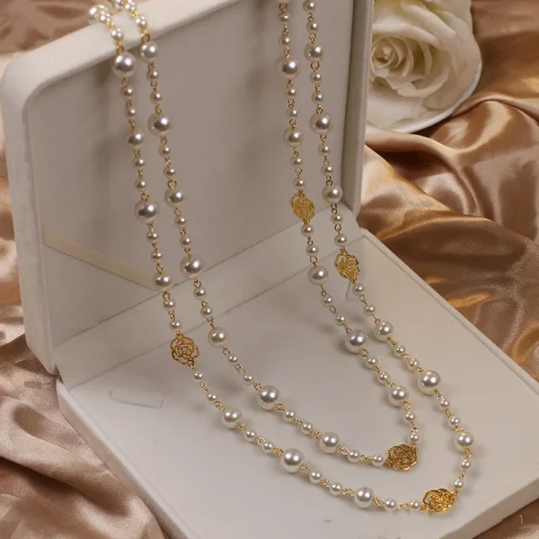 collier vintage long à perles