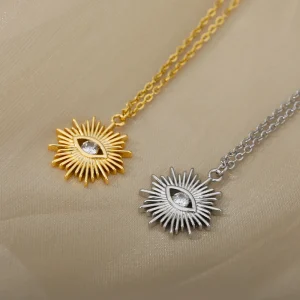 collier mauvais œil pendentif vintage