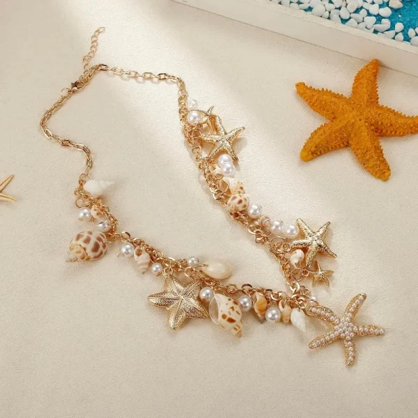 collier coquillage étoile de mer bohème