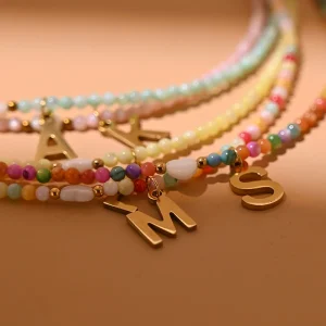 collier avec initiales en nacre