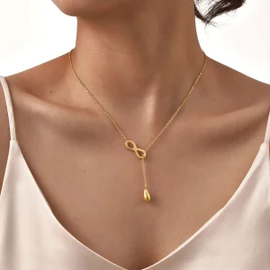 collier ras du cou pendentif goutte d'eau éternelle
