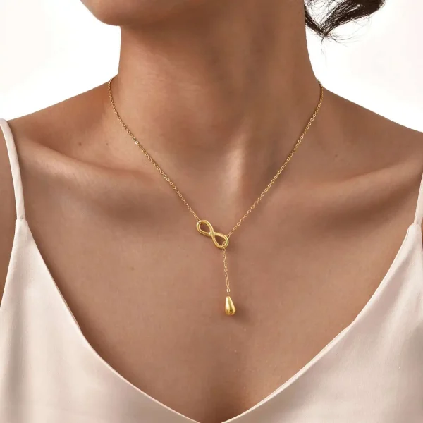 collier ras du cou pendentif goutte d'eau éternelle