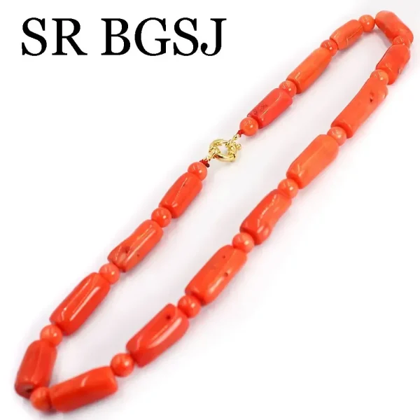 collier de perles de corail naturel orange
