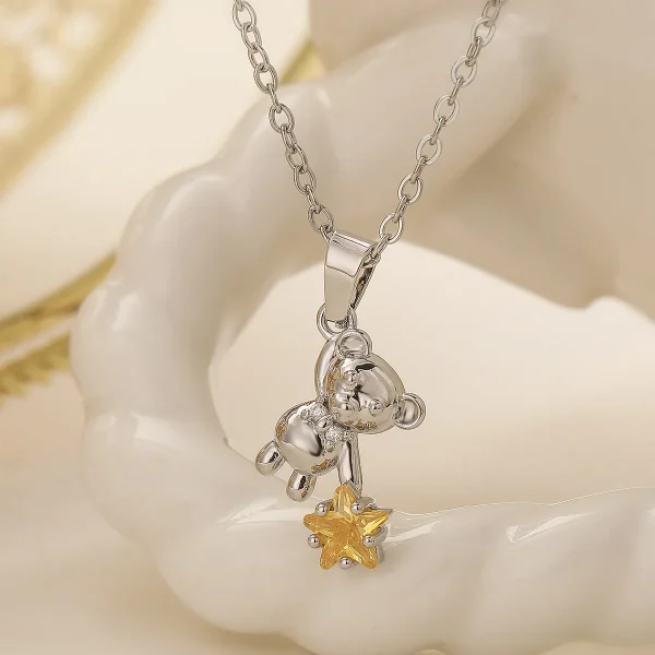 collier vintage petit ours étoile