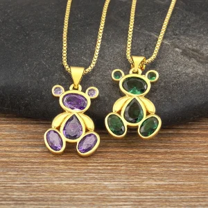 collier ours mignon en cristal