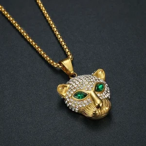 collier avec pendentif panthère léopard