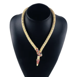 collier magnétique serpent en cristal punk pour femmes