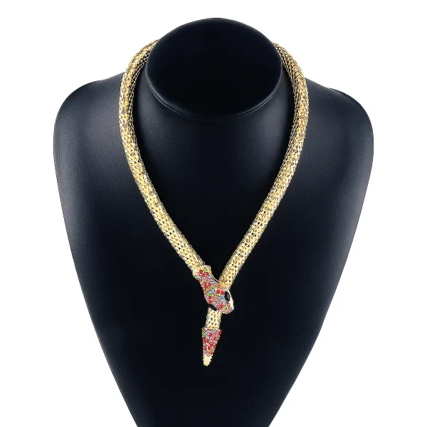 collier magnétique serpent en cristal punk pour femmes