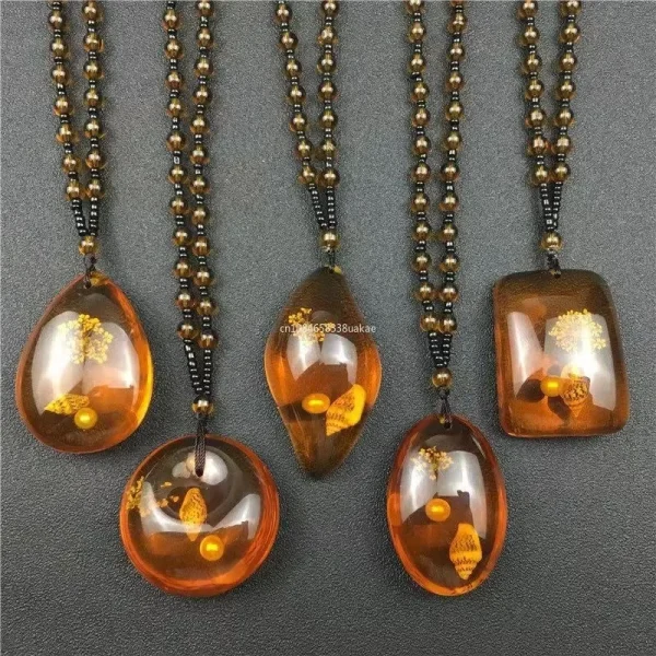 collier de perles de cire d'abeille en saumure d'ambre