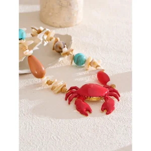 collier pendentif crabe rouge