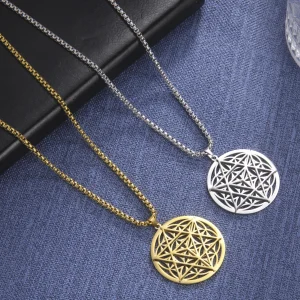 collier pendentif rond fleur de vie