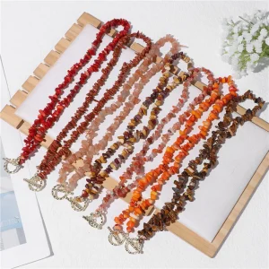 collier ras du cou en cornaline naturelle