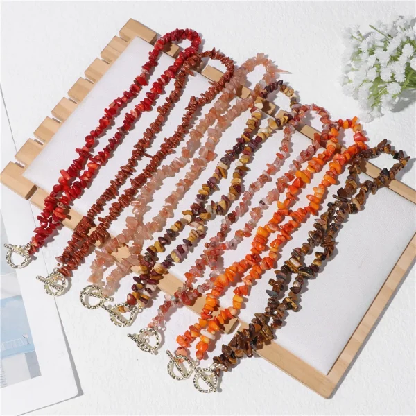 collier ras du cou en cornaline naturelle