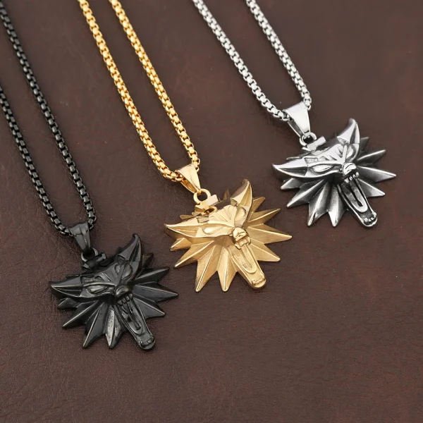 collier tête de loup vintage