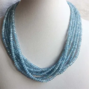 collier vintage aigue marine à perles naturelles