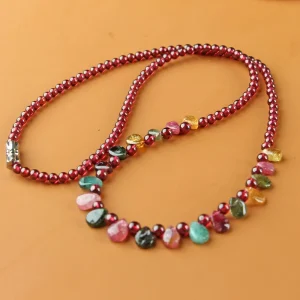 collier princesse en grenat et tourmaline naturelle