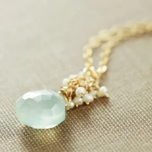 collier pierre de naissance bleu aigue marine mars